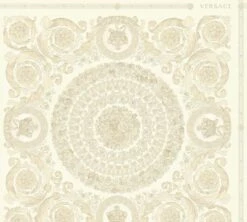 Versace Home Tapete Kacheln Creme Beige Metallic 370551