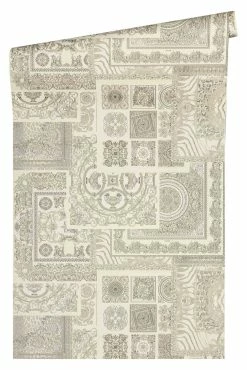 Versace Home Tapete Ornamentkachel Creme Metallic 370485 7 Versace Home Tapete Ornamentkachel Creme Metallic 370485 -Orex Verkäufe Versace Home IV Vinyltapete Ornamentkachel creme Metallic 370485 63200264 2