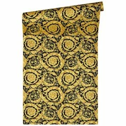 Versace Home Tapete Blumen Klassik Gold Glanz 93583-4 -Orex Verkäufe Versace Home Tapete Blumen Klassik gold Glanz 9358