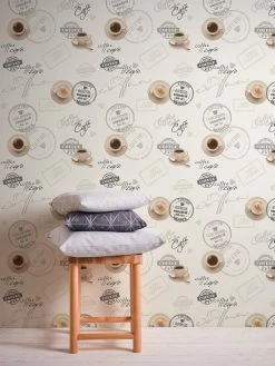 Vinyltapete Küche Coffee Retro Weiß Grau 94308-1 -Orex Verkäufe Vinyltapete Kueche Coffee Retro weiss grau 94308 1 137523 2