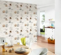 Vinyltapete Küche Coffee Retro Weiß Grau 94308-1 -Orex Verkäufe Vinyltapete Kueche Coffee Retro weiss grau 94308 1 137523 3