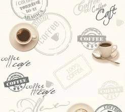 Vinyltapete Küche Coffee Retro Weiß Grau 94308-1 -Orex Verkäufe Vinyltapete Kueche Coffee Retro weiss grau 94308 1 137523 5