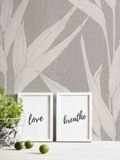 Vlies Tapete Blätter Dunkelgrau Hygge Livingwalls 36123-3