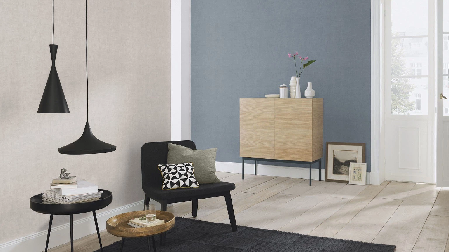 Vlies Tapete Uni Einfarbig Rasch Graublau 489781 5 Vlies Tapete Uni Einfarbig Rasch Graublau 489781 – Bild 3