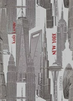 Vlies Tapete Stadt New-York London Grau Schwarz 6474-06
