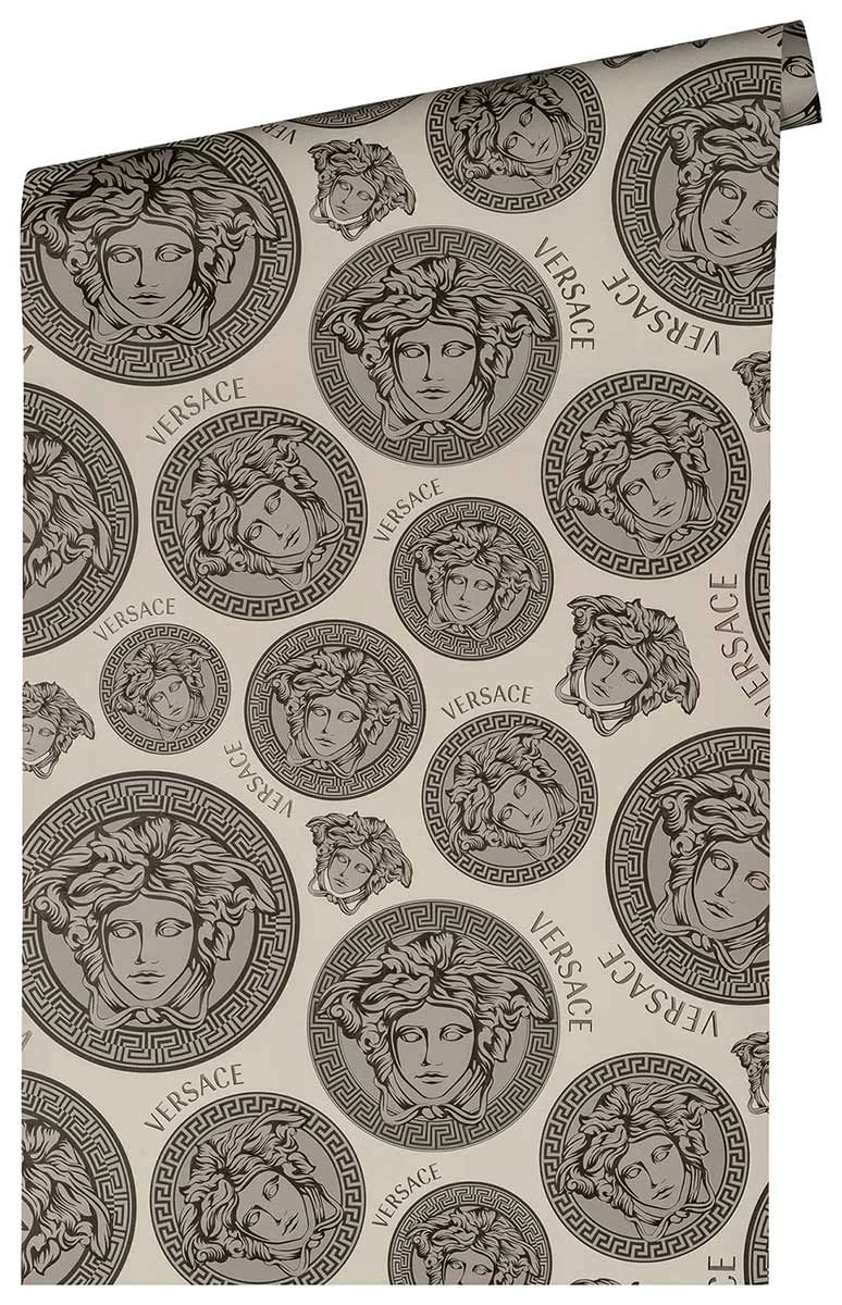 Versace Vliestapete 38611-2 Medusa Logo Beige Grau 7 Versace Vliestapete 38611-2 Medusa Logo Beige Grau – Bild 5