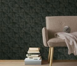 Vliestapete Dreiecke 3D Erismann 10106-15 Anthrazit -Orex Verkäufe Vliestapete Dreieck 3 D Erismann beige gold schwarz 63213837 8