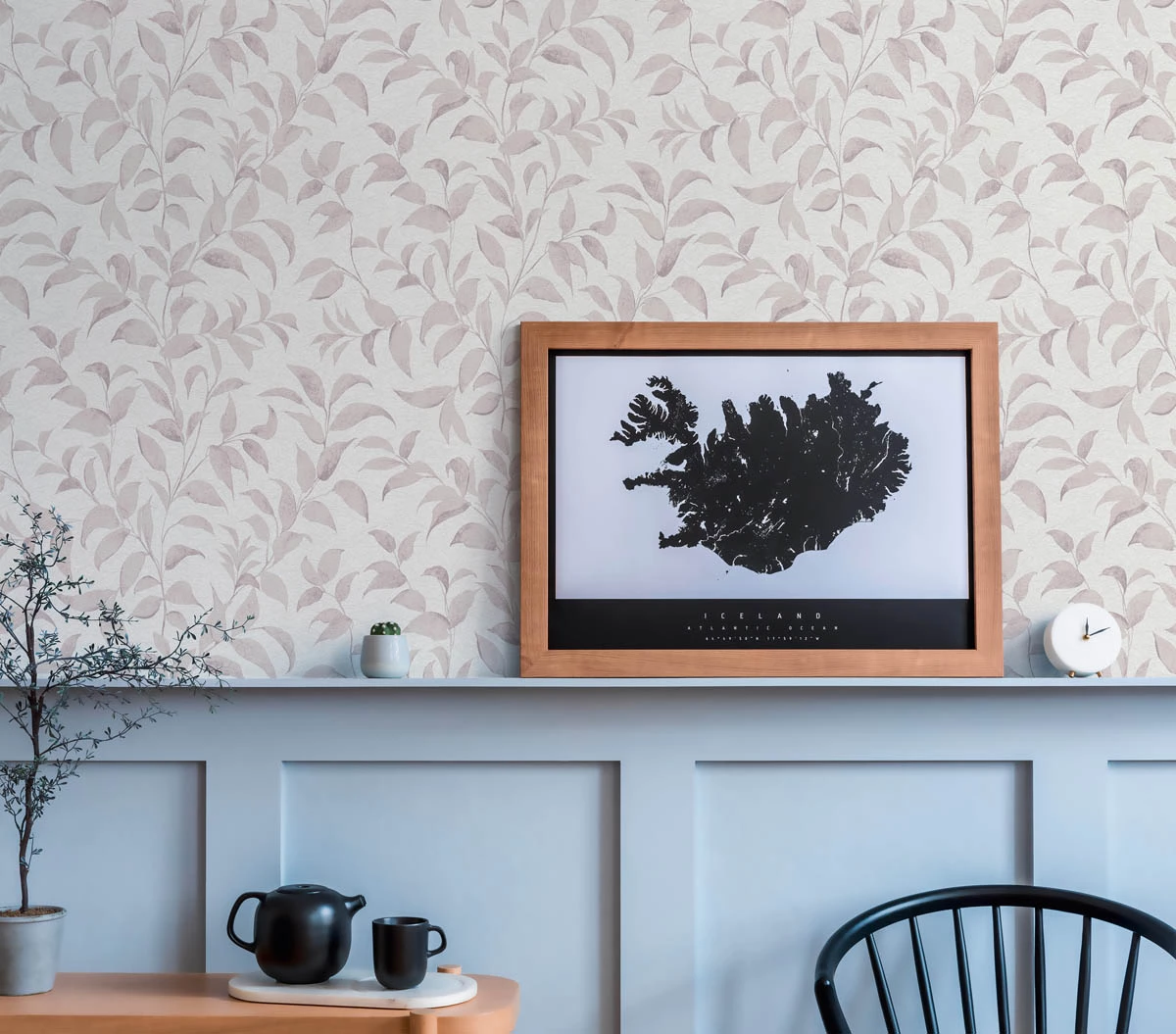 Vliestapete Blätter Illustration Weiß Rosa 38962-1 3 Vliestapete Blätter Illustration Weiß Rosa 38962-1