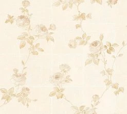 Tapete Vlies Blumen Fliesen Weiß Creme Glanz 34501-2
