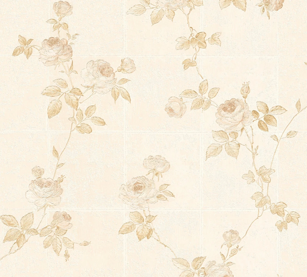 Tapete Vlies Blumen Fliesen Weiß Creme Glanz 34501-2 3 Tapete Vlies Blumen Fliesen Weiß Creme Glanz 34501-2