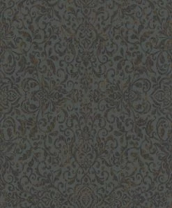 Vliestapete Ornament Anthrazit Kupfer Metallic 296166