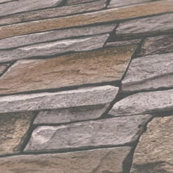 Vliestapete Steinwand 3D-Optik Grau Braun 38813-3 Terra